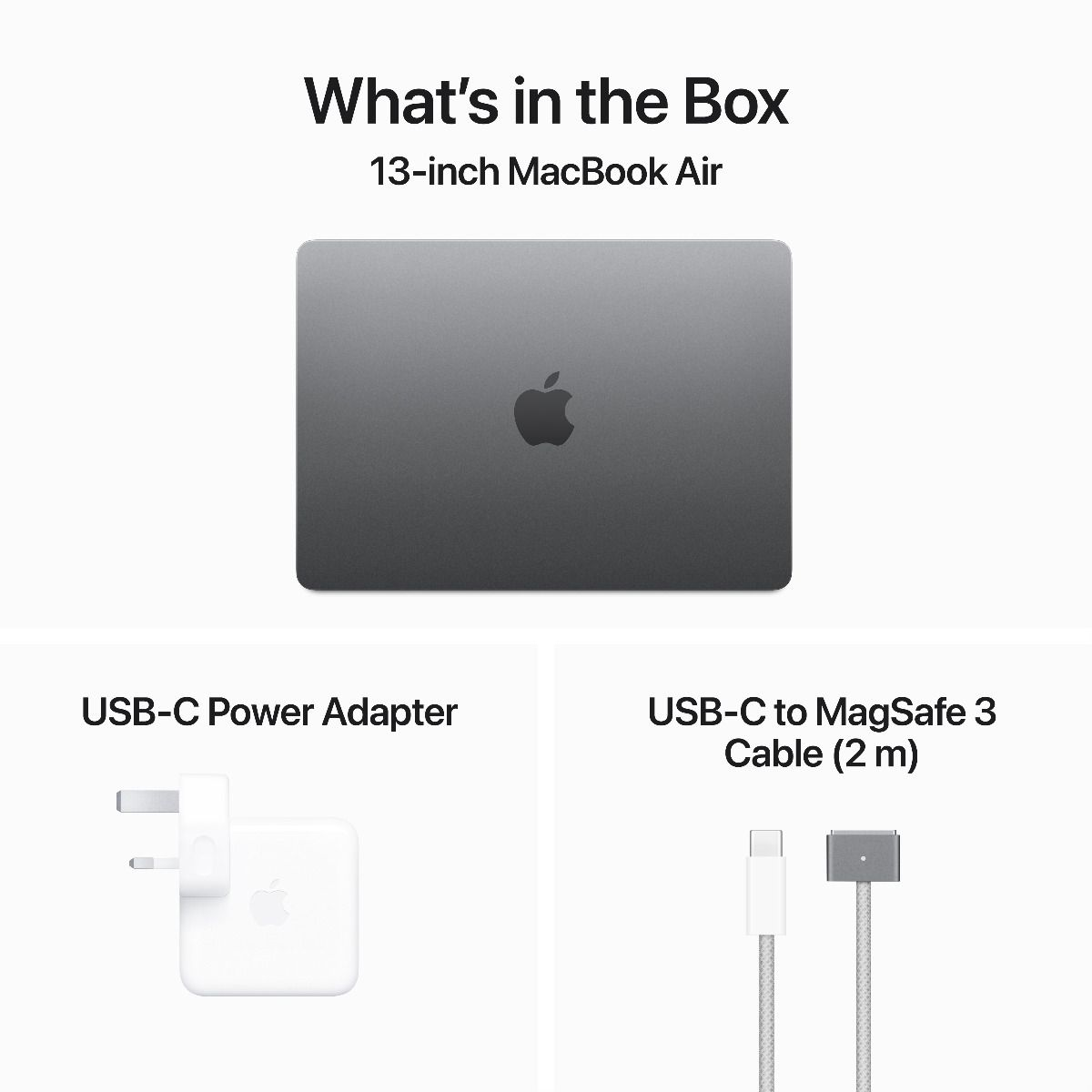 13 MacBook Air: M3 chip, 16GB RAM, 512GB SSD with 8-core CPU and 10-core GPU, Arabic/English Keyboard, Space Grey