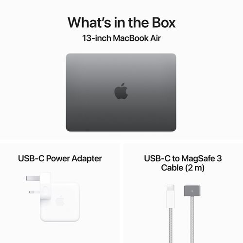 13 MacBook Air: M3 chip, 24GB RAM, 512GB SSD with 8-core CPU and 10-core GPU, Arabic/English Keyboard - Space Grey (2024 - Model)