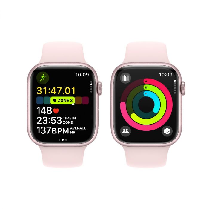 Apple Watch Series 9 GPS 45mm Pink Aluminium Case with Light Pink Sport Band S M iSTYLE