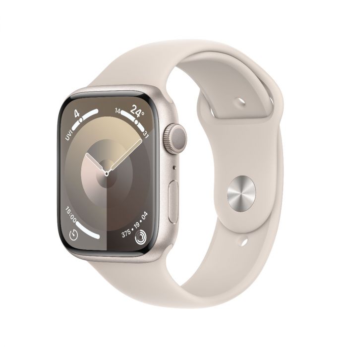 Apple Watch Series 9 GPS 45mm Starlight Aluminium Case with Starlight Sport Band S M