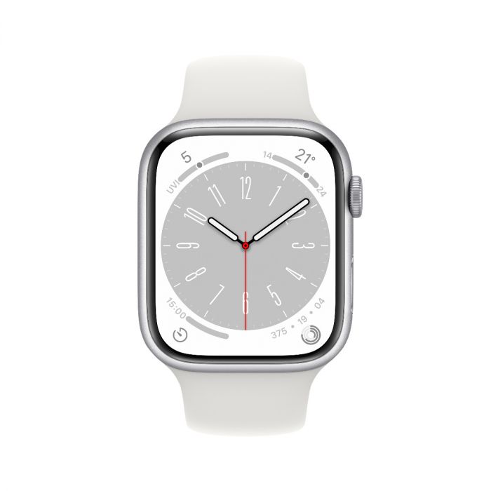 Apple Watch Series 8 GPS 41mm Silver Aluminium Case with White Sport Band Regular
