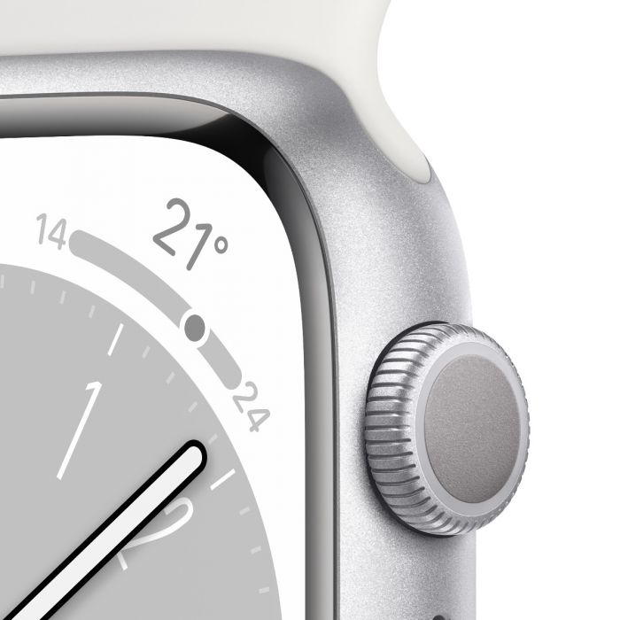 Apple Watch Series 8 GPS 45mm Silver Aluminium Case with White