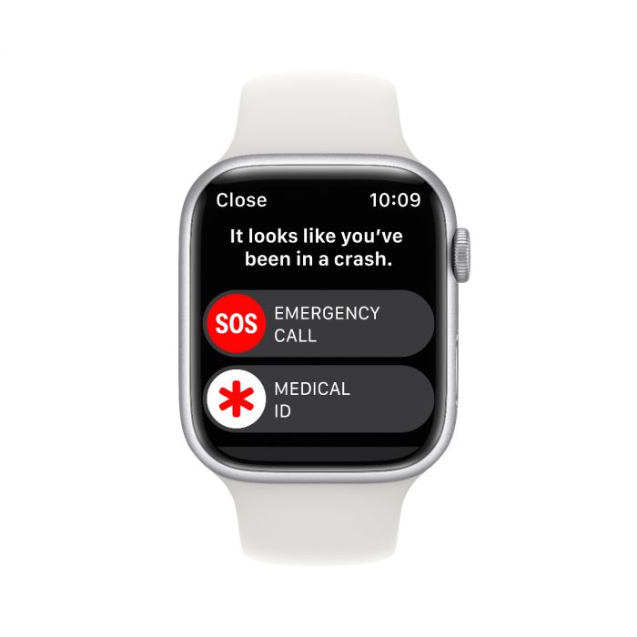 Apple Watch Series 8 GPS 45mm Silver Aluminium Case with White Sport Band Regular iSTYLE